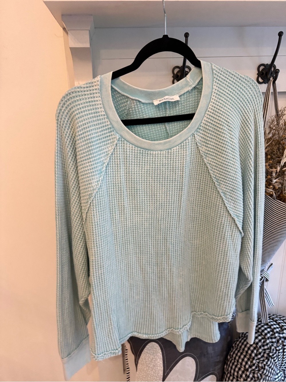 VICI BUCKETLIST Mint Waffle Knit Long Sleeve Top XLarge (never worn)